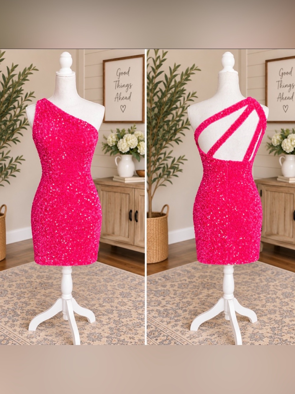 HOCO Pink Sequin Cocktail Party Dress sz 2